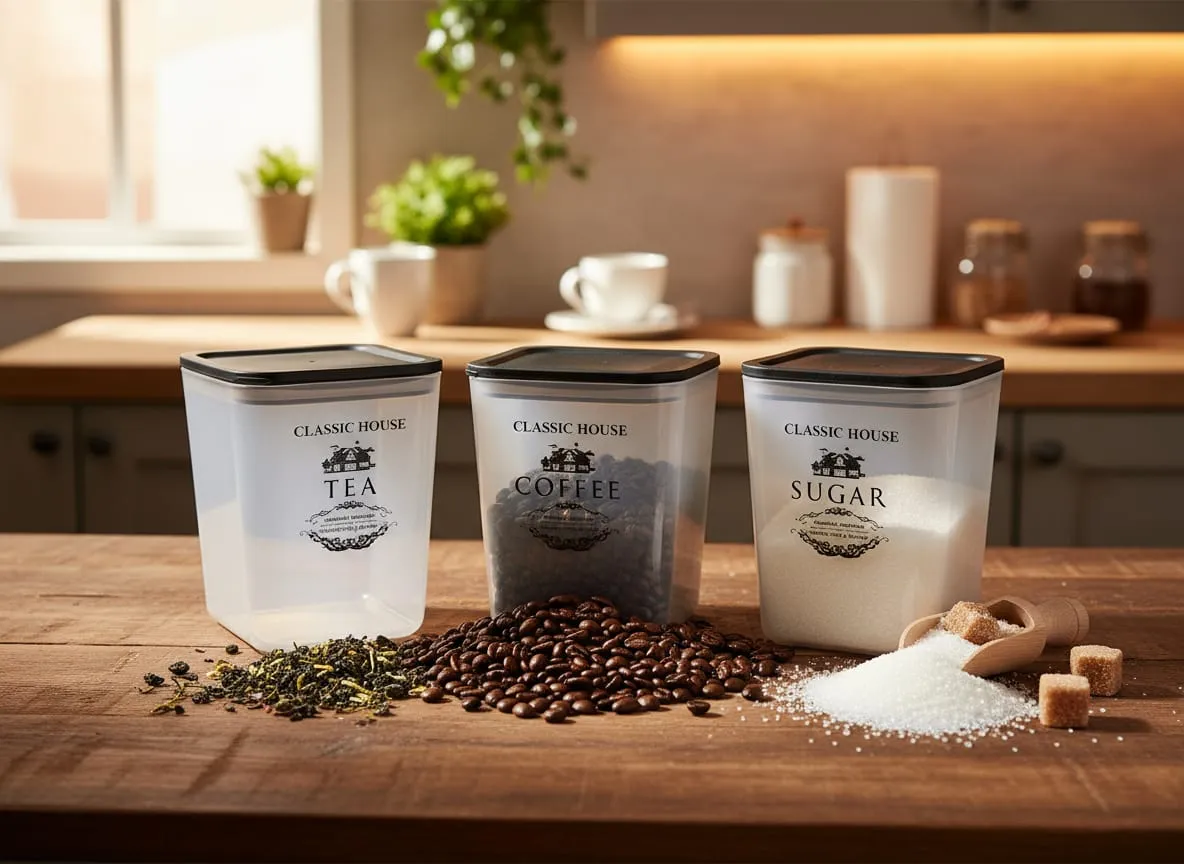 TEA SUGAR COFFEE TRANSPRENT CONTAINER