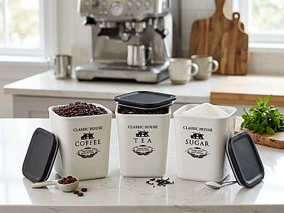 TEA SUGAR COFFEE WHITE COLOUR CONTAINER
