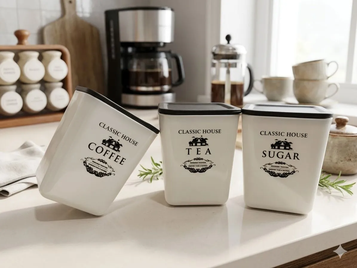 TEA SUGAR COFFEE WHITE COLOUR CONTAINER