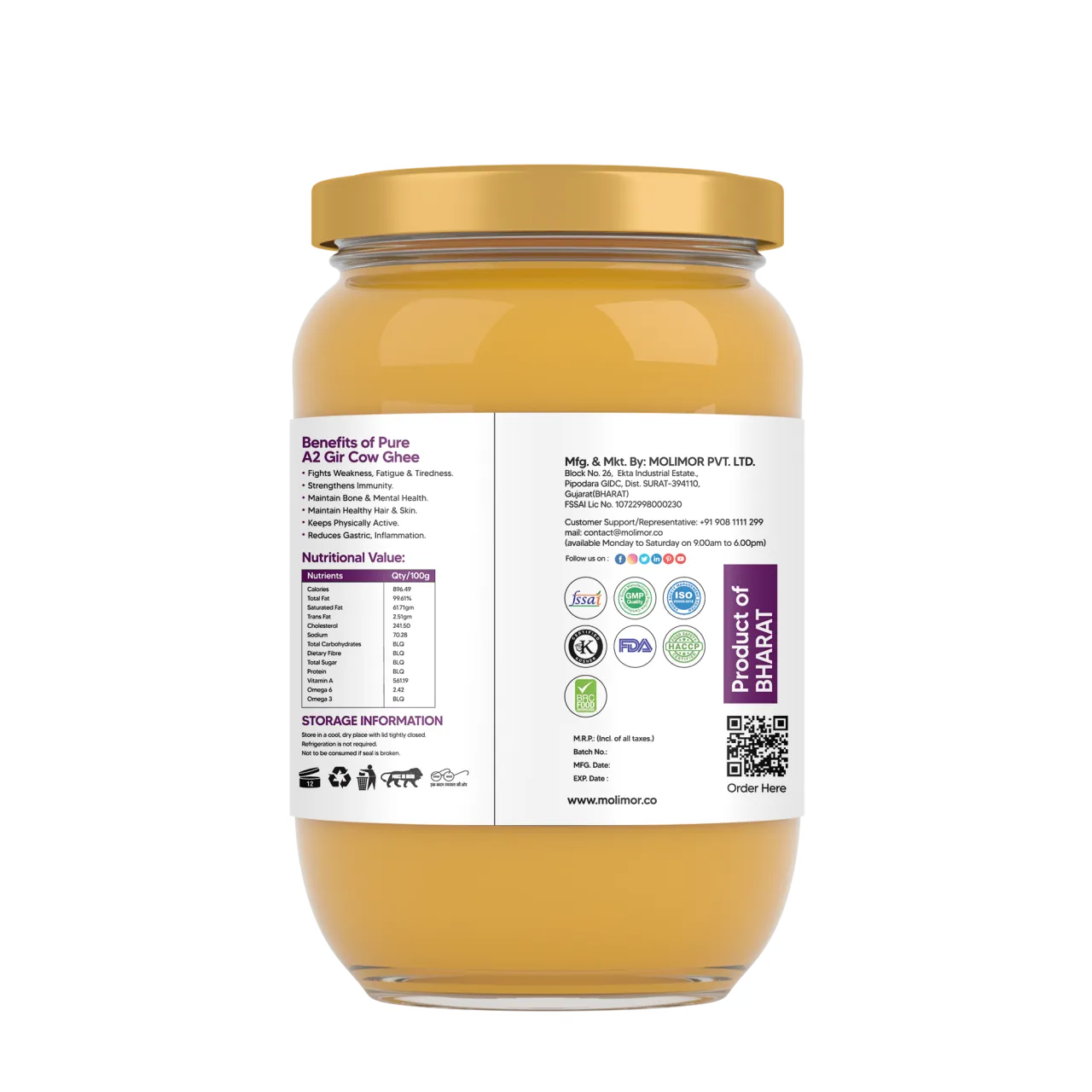 Molimor Pure Gir Cow Ghee-A2 1000ml