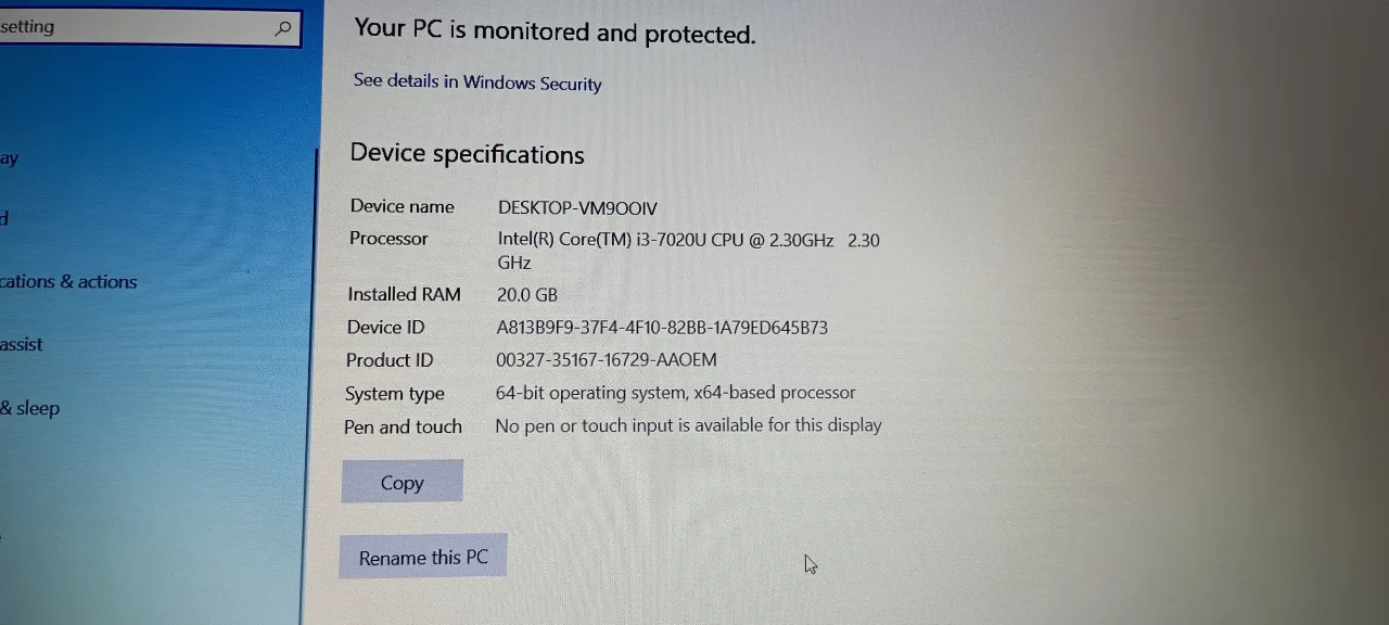 HP i3 7 GEN 20 GB RAM Laptop