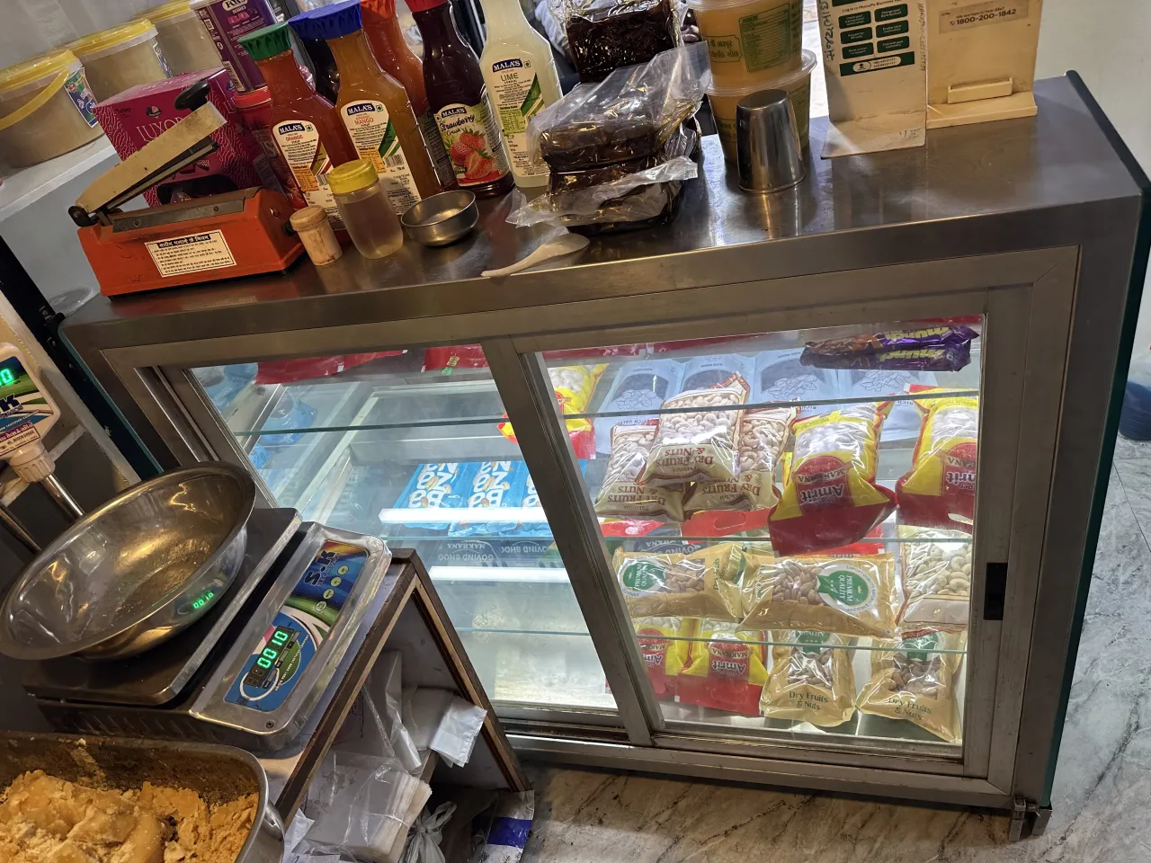Glass display table without fridge
