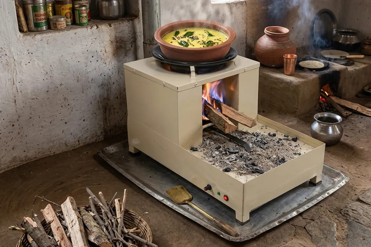 HIGH EFFICIENCY SMOKELESS WOOD BURNING STOVE