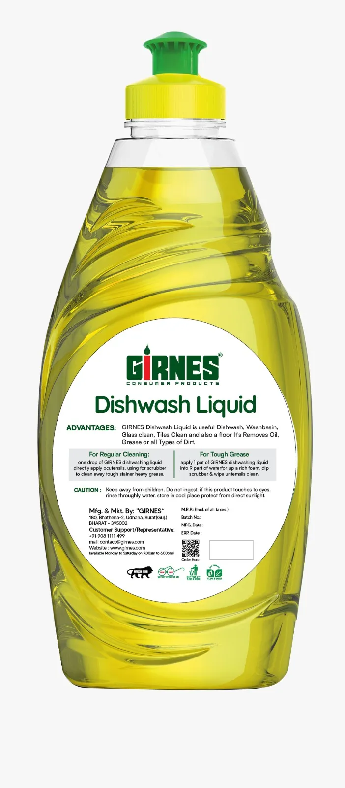 Girnes Dishwash (Lemon Flavour-Ultra Premium) 1Ltr